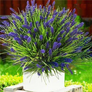 Lavender Artificial Flowers Outdoor UV Resistant Fake Plants Set of 22